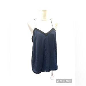 Tibi Blue & Black Color Block‎ Silk Tank Top Size 2 NWT